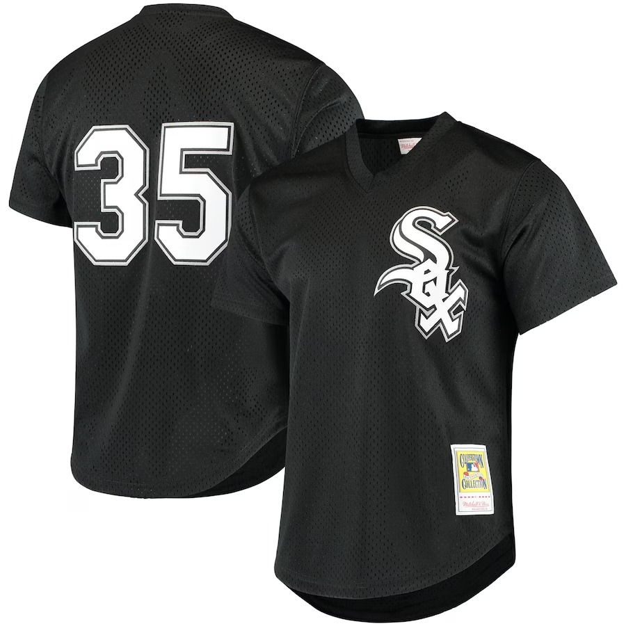 Men's Chicago White Sox Frank Thomas Mitchell & Ness Black Cooperstown Mesh Batting Practice Jersey - Jersey