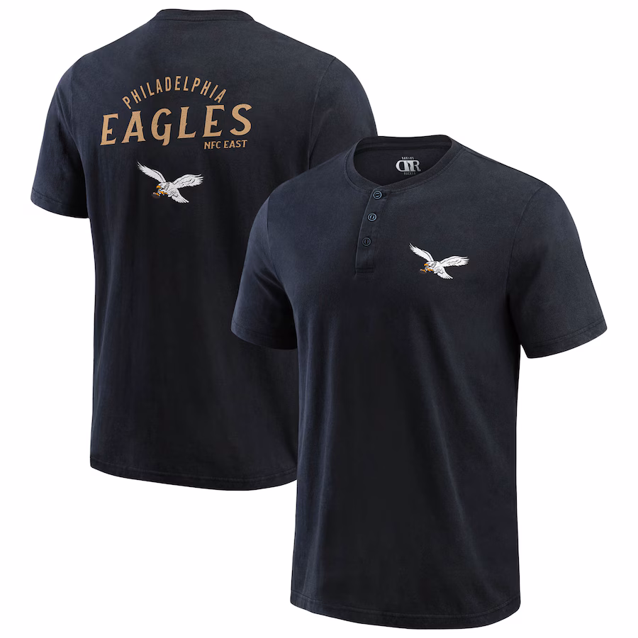 Men's Philadelphia Eagles Darius Rucker Collection by Fanatics Black Washed Henley T-Shirt - Jersey