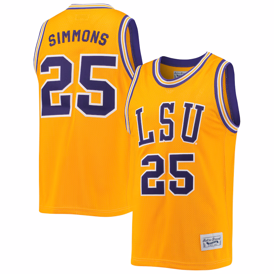 Men's Original Retro Brand Ben Simmons Gold LSU Tigers Commemorative Classic Basketball Jersey - Jersey