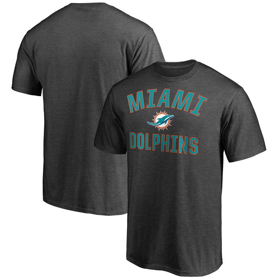 Men's Miami Dolphins Fanatics Heather Charcoal Victory Arch T-Shirt - Jersey