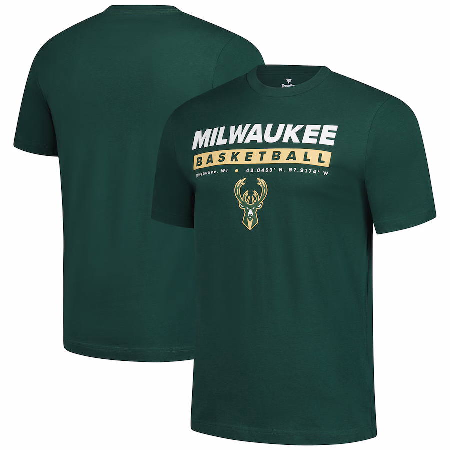Men's Milwaukee Bucks  Fanatics Hunter Green Location Just Net T-Shirt - Jersey