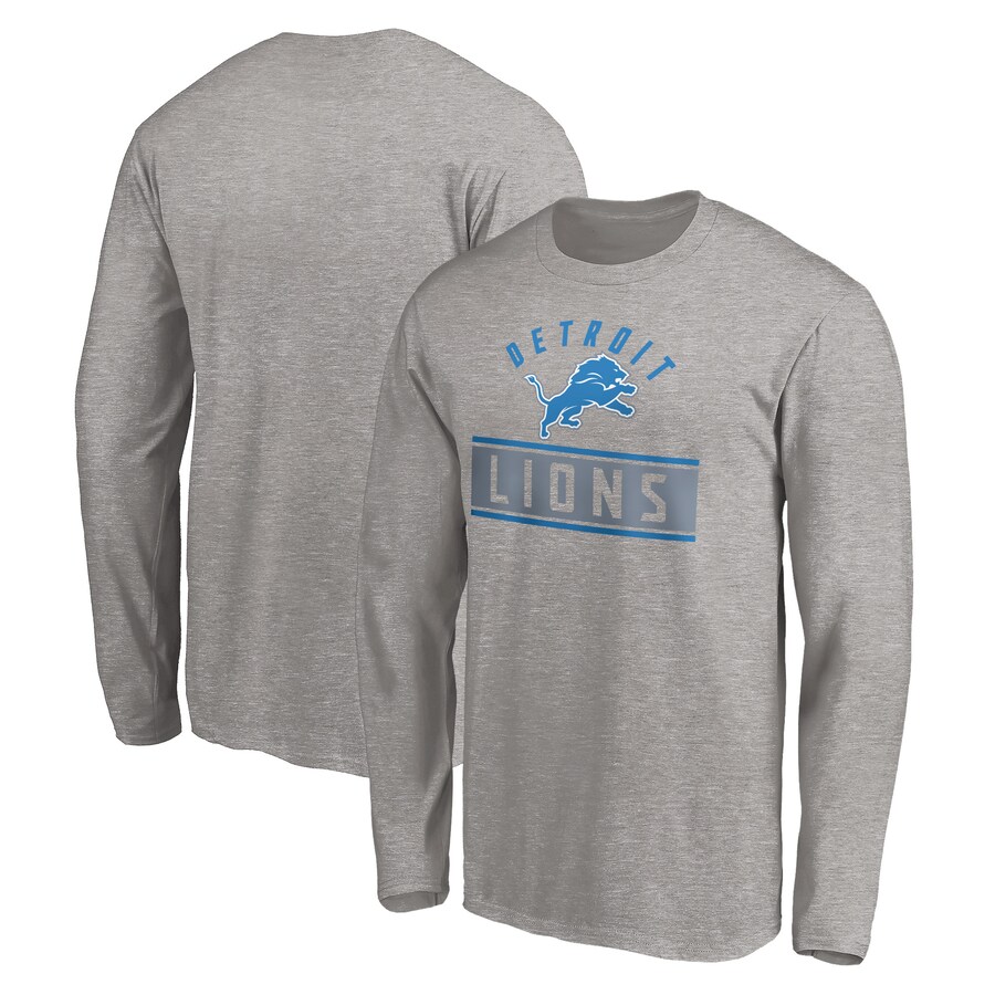 Men's Detroit Lions Heather Gray Team Arch Knockout Long Sleeve T-Shirt - Jersey
