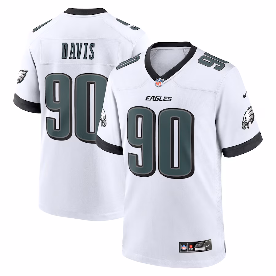 Men's Philadelphia Eagles Jordan Davis Nike White White Game Jersey - Jersey