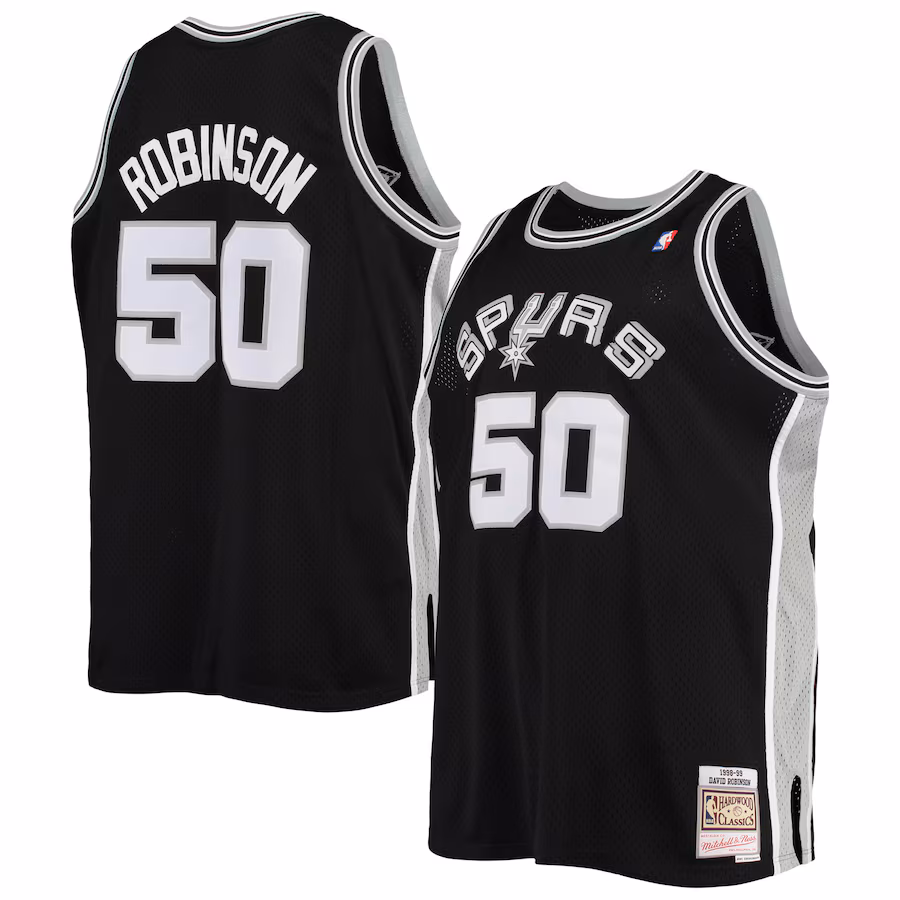 Men's San Antonio Spurs David Robinson Mitchell & Ness Black 1998/99 Big & Tall Hardwood Classics Swingman Jersey - Jersey