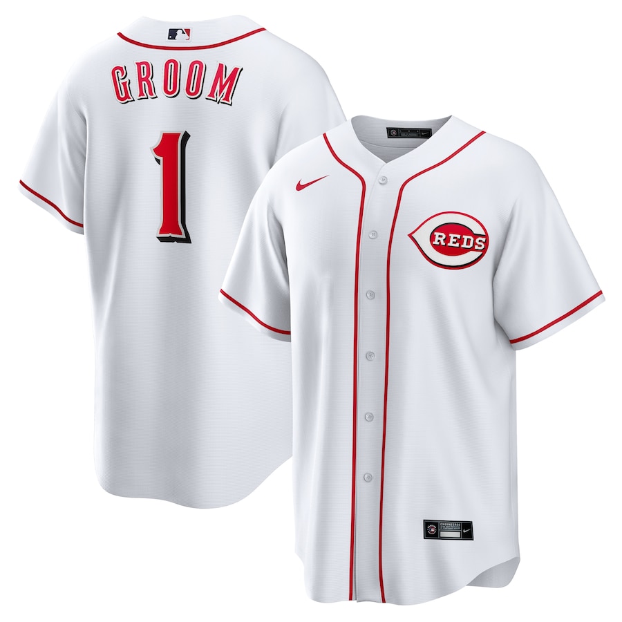 Men's Cincinnati Reds Nike White #1 Groom Home Replica Jersey - Jersey