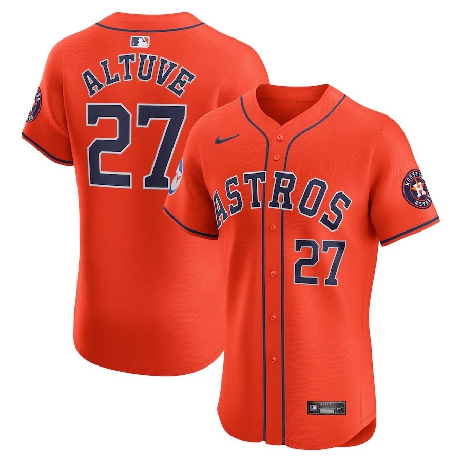 Men's Houston Astros Jose Altuve Nike Orange Alternate Elite Player Jersey - Jersey