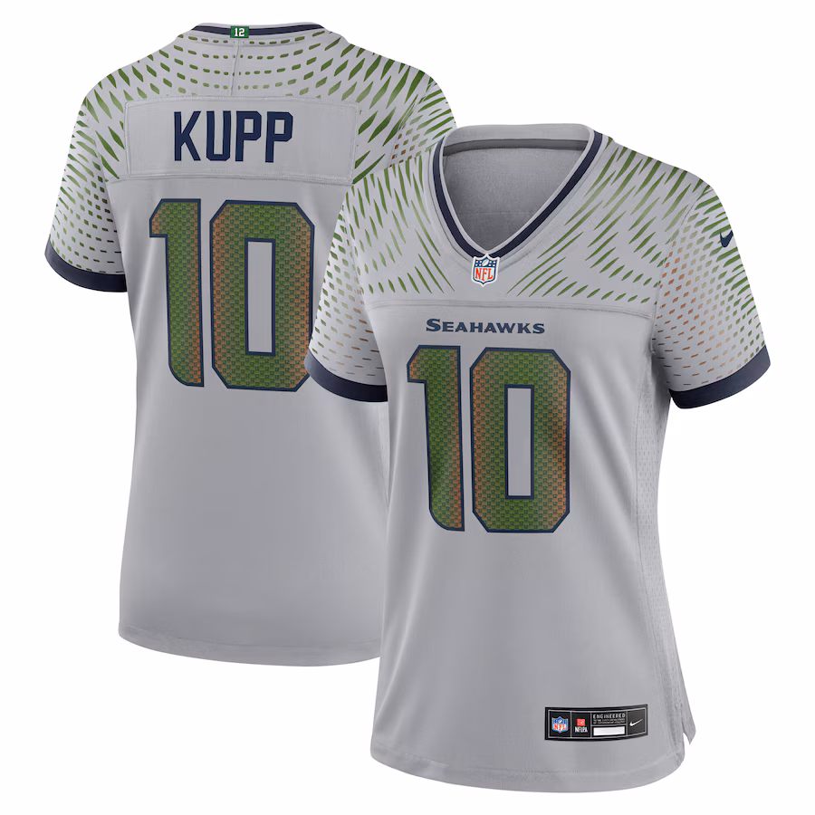 Women's Seattle Seahawks Cooper Kupp Nike Wolf Gray 2025 Rivalries Collection Game Jersey - Jersey