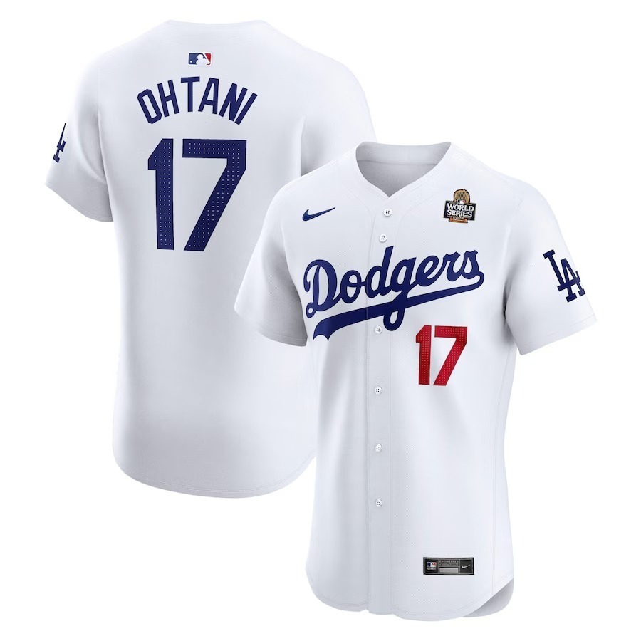Men's Los Angeles Dodgers Shohei Ohtani Nike White 2024 World Series Home Elite Player Jersey - Jersey