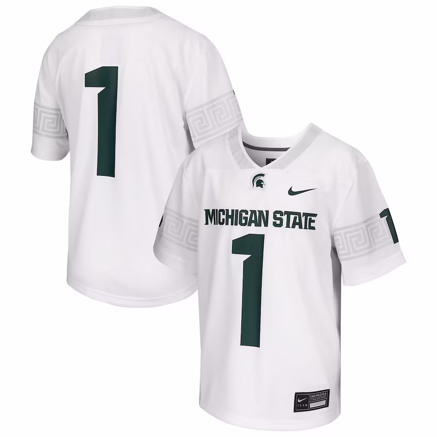 # Michigan State Spartans Nike Youth Football Game Jersey - White - Jersey