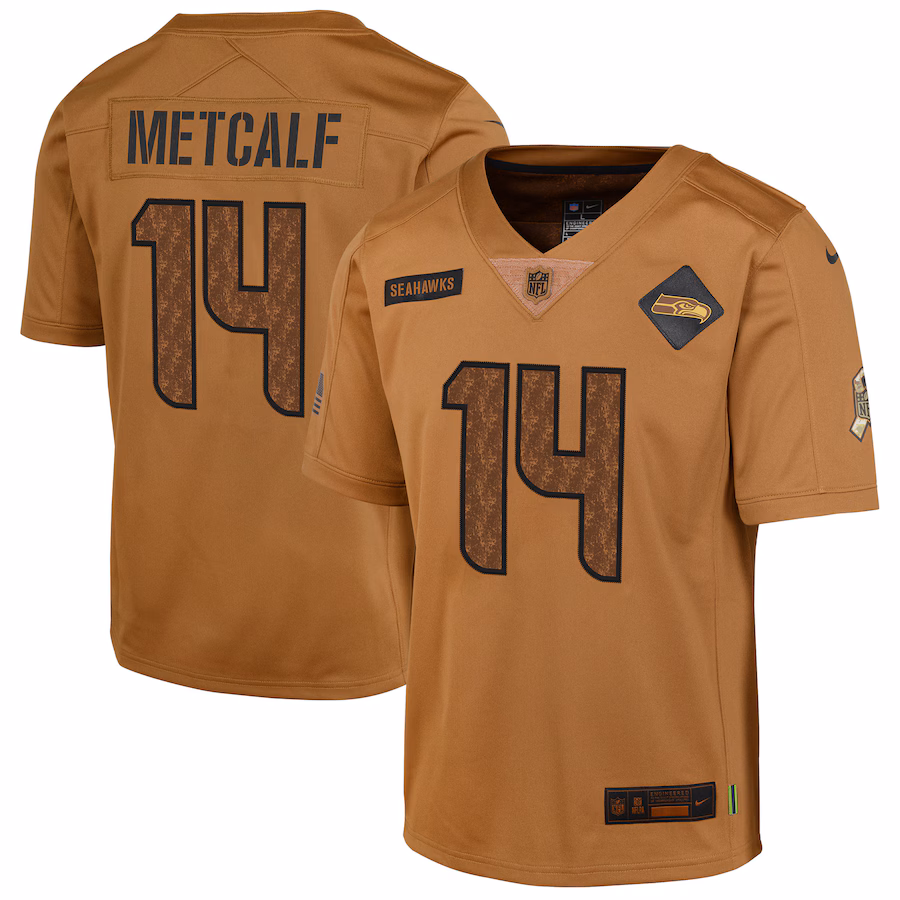 Youth Seattle Seahawks DK Metcalf Nike Brown 2023 Salute To Service Limited Jersey - Jersey