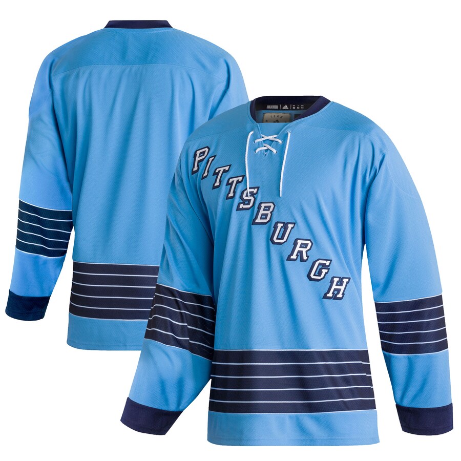 Men's Pittsburgh Penguins adidas Light Blue Team Classics Authentic Blank Jersey - Jersey