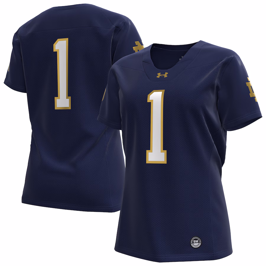 Women's Under Armour #1 Navy Notre Dame Fighting Irish Replica Football Jersey - Jersey