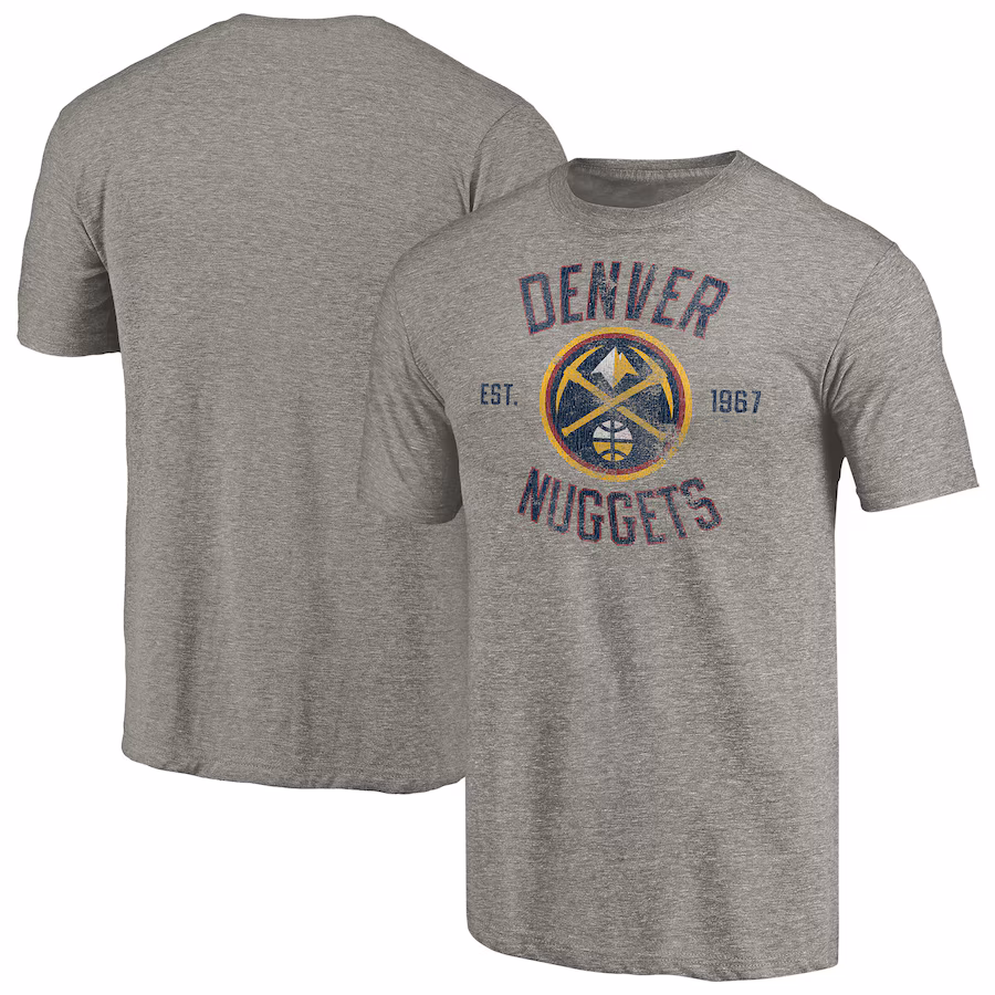 Men's Denver Nuggets Gray Team Heritage Tri-Blend T-Shirt - Jersey
