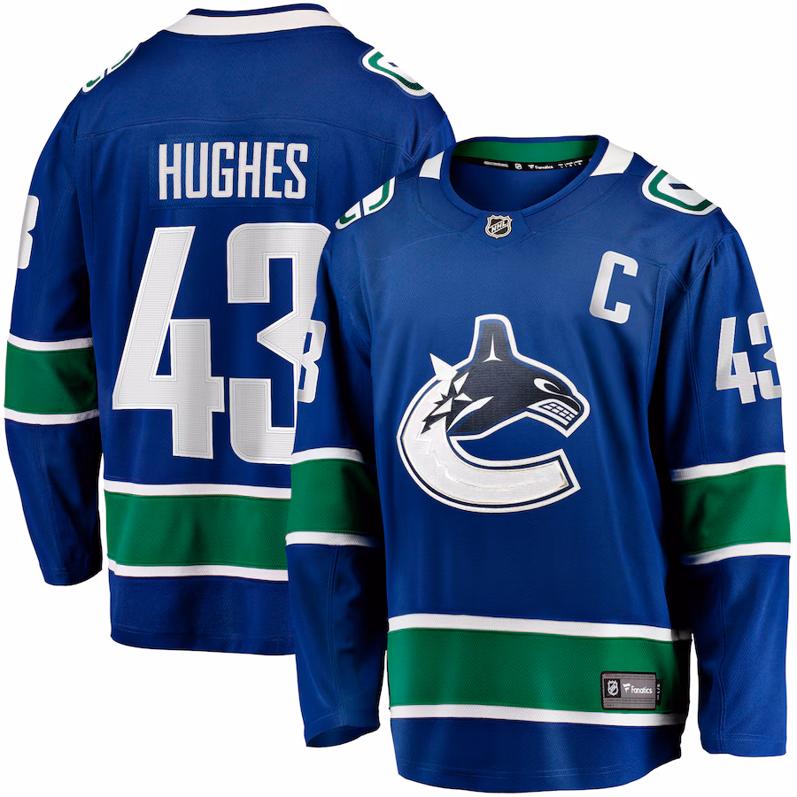 Men's Vancouver Canucks Quinn Hughes Fanatics Blue Home Breakaway Jersey - Jersey