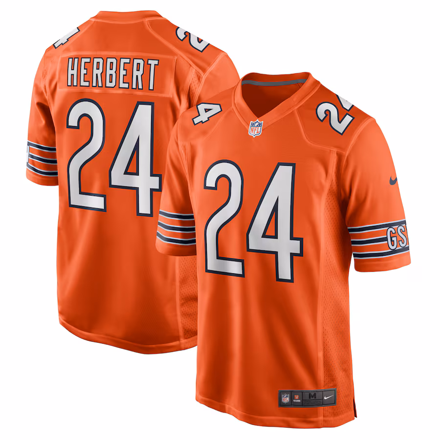 Men's Chicago Bears Khalil Herbert Nike Orange Alternate Game Player Jersey - Jersey