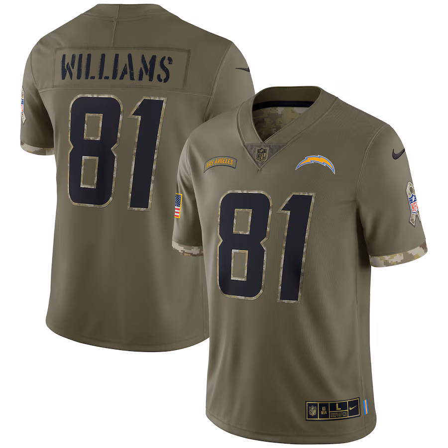 Men's Los Angeles Chargers Mike Williams Nike Olive Salute To Service Limited Jersey - Jersey
