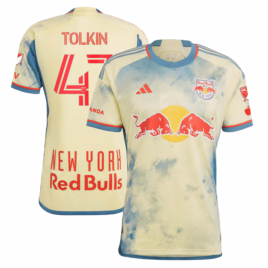 Men's New York Red Bulls John Tolkin adidas Yellow 2023 Daniel Patrick Kit Authentic Jersey - Jersey