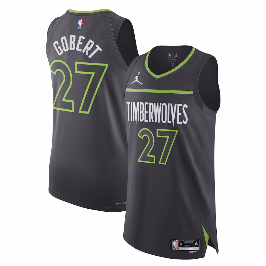 Men's Minnesota Timberwolves Rudy Gobert Jordan Brand Anthracite Authentic Player Jersey - Statement Edition - Jersey