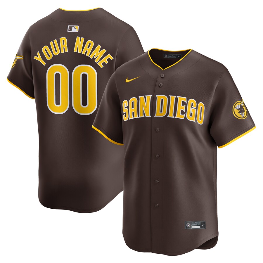 Men's San Diego Padres  Nike Brown Away Limited Custom Jersey - Jersey