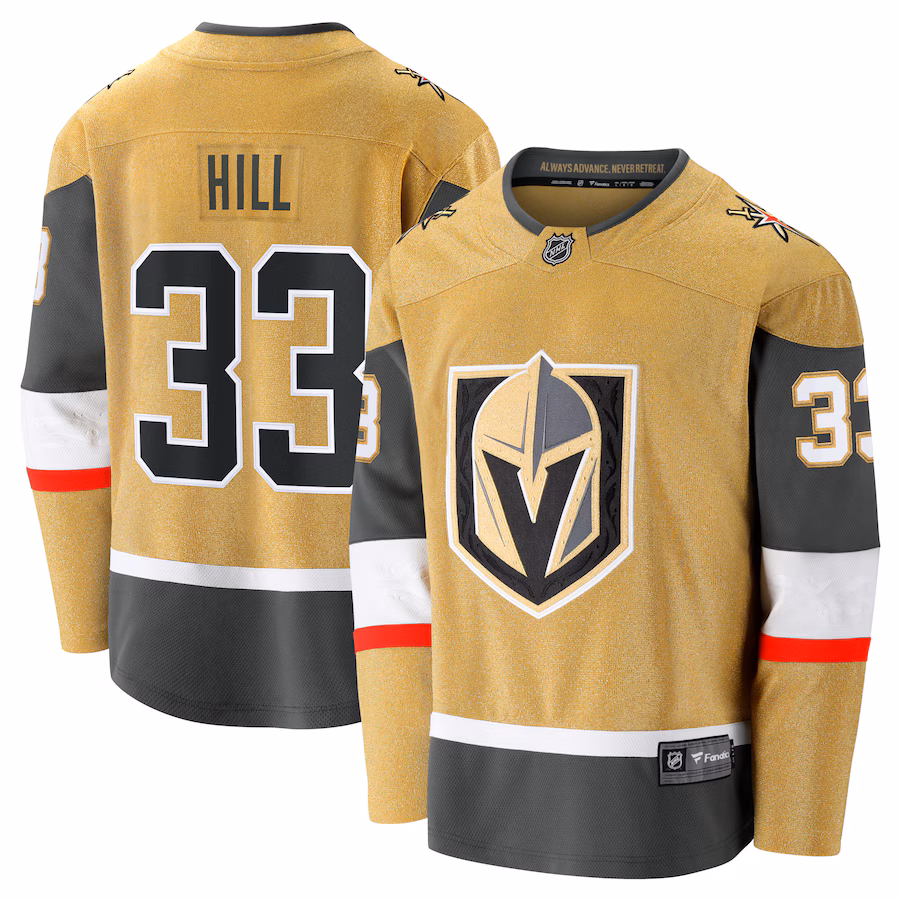 Men's Vegas Golden Knights Adin Hill Fanatics Gold Home Breakaway Jersey - Jersey