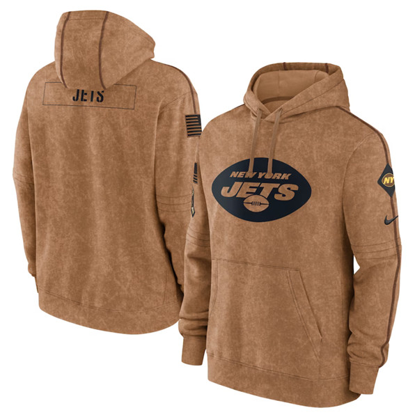 Men's New York Jets 2023 Brown Salute to Service Pullover Hoodie - Jersey