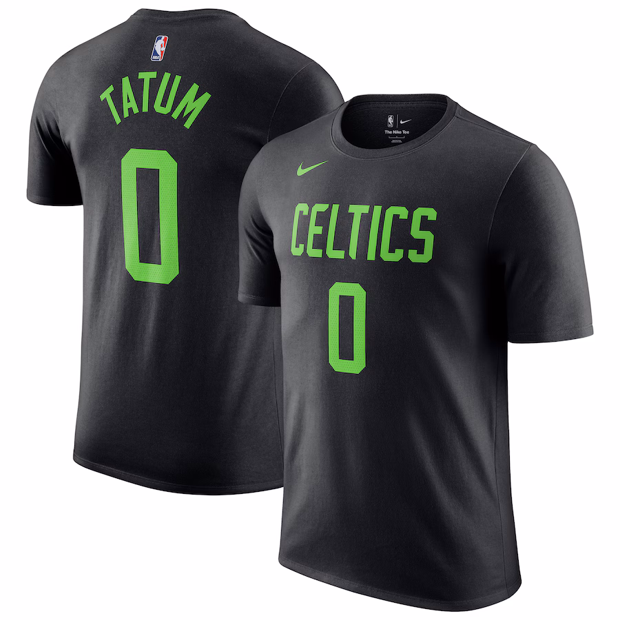 Men's Boston Celtics Jayson Tatum Nike Black 2024/25 City Edition Name & Number T-Shirt - Jersey