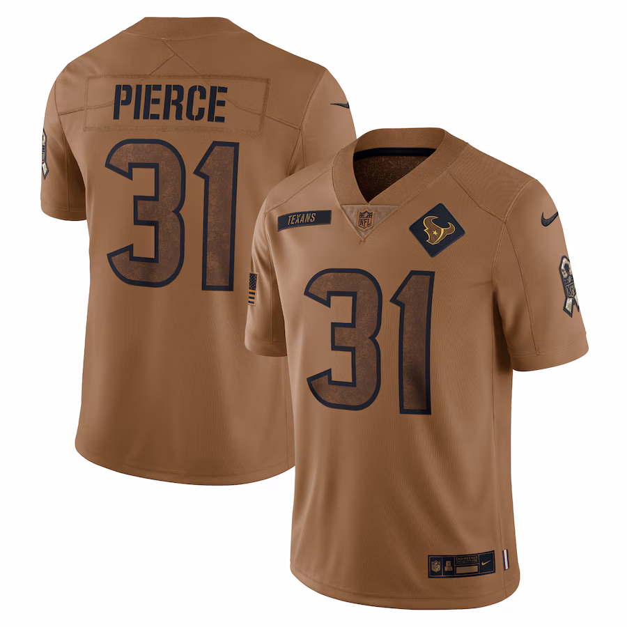 Men's Houston Texans Dameon Pierce Nike Brown Salute To Service Limited Jersey - Jersey
