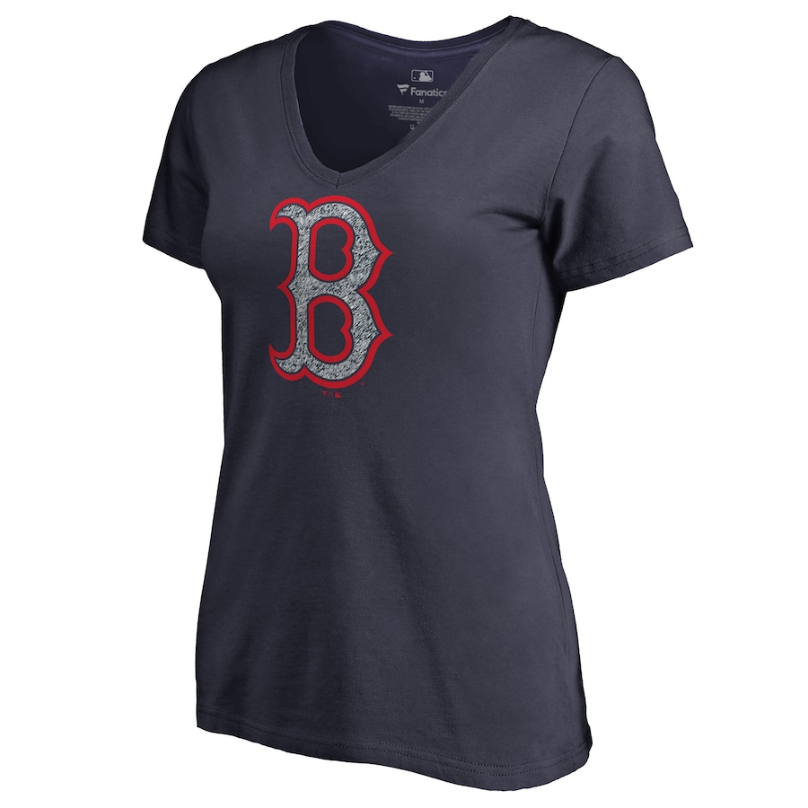 Women's Boston Red Sox Navy Static Logo V-Neck T-Shirt - Jersey
