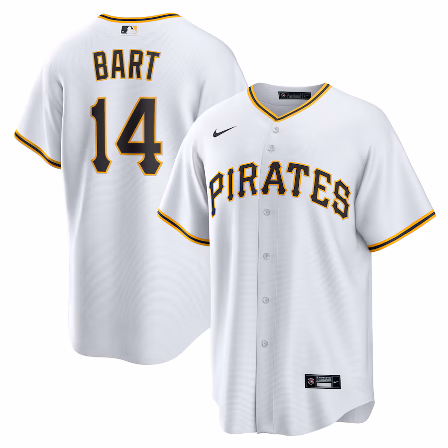 Men's Pittsburgh Pirates Joey Bart Nike White Home Replica Jersey - Jersey