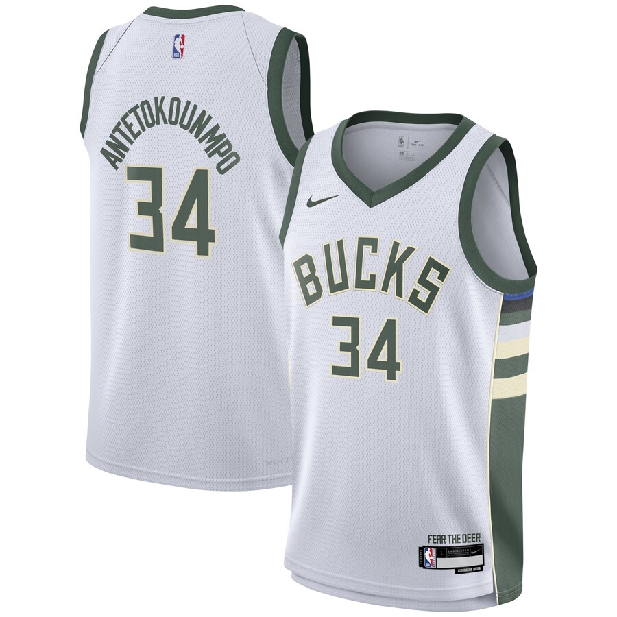 Youth Milwaukee Bucks Giannis Antetokounmpo Nike White Swingman Jersey - Association Edition - Jersey