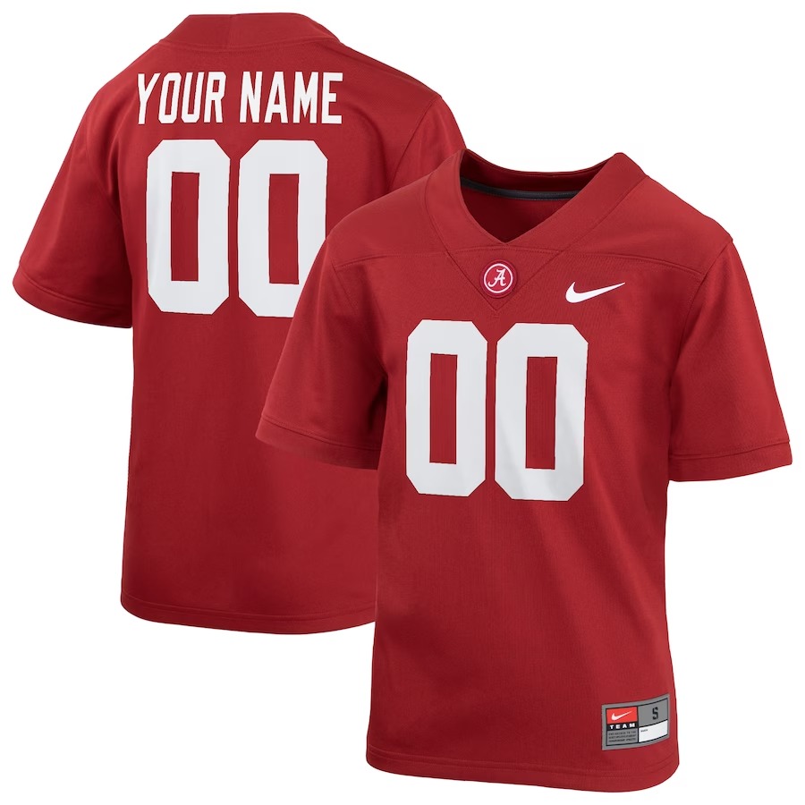 Alabama Crimson Tide Nike Youth  Custom Football Game Jersey – Crimson - Jersey