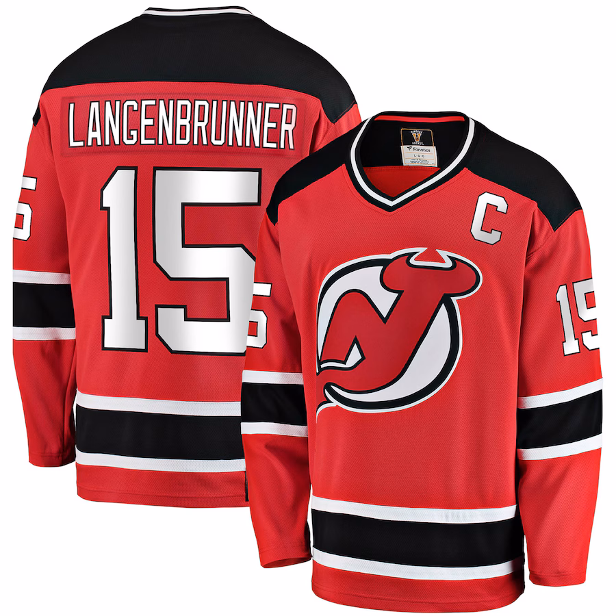 Men's New Jersey Devils Jamie Langenbrunner Fanatics Red Premier Breakaway Retired Player Jersey - Jersey