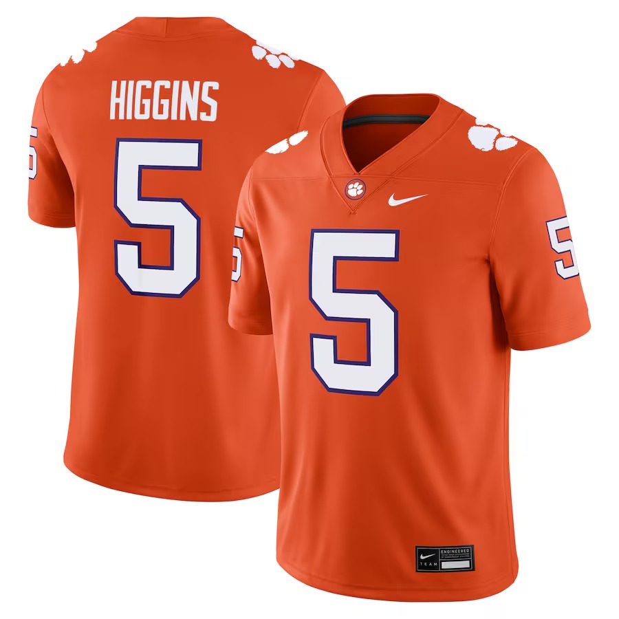Men's Nike Tee Higgins Orange Clemson Tigers Player Game Jersey - Jersey