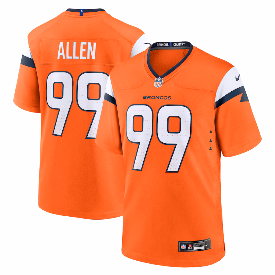 Men's Denver Broncos Zach Allen Nike Orange Team Game Jersey - Jersey