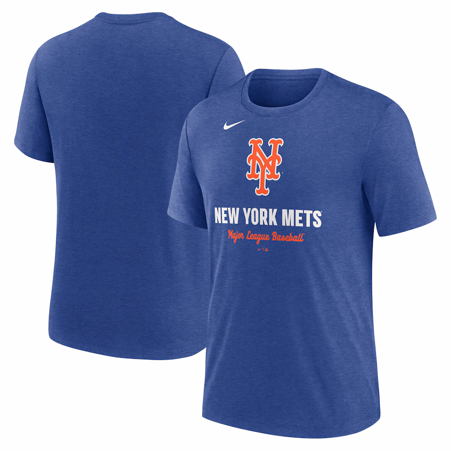 Men's New York Mets Nike Heather Royal Logo Tri-Blend T-Shirt - Jersey