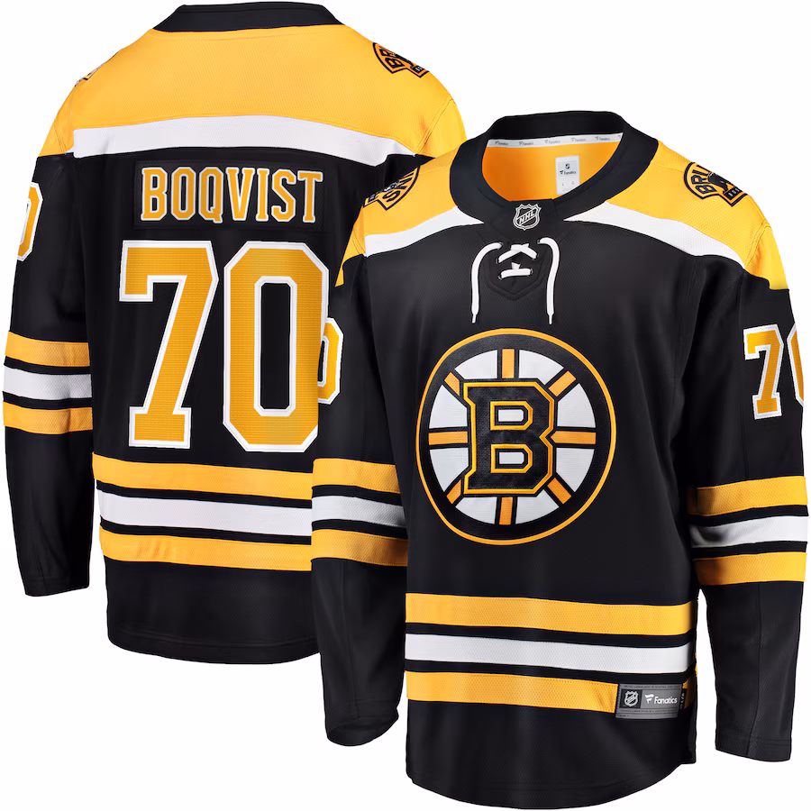 Men's Boston Bruins Jesper Boqvist Fanatics Black Home Breakaway Jersey - Jersey