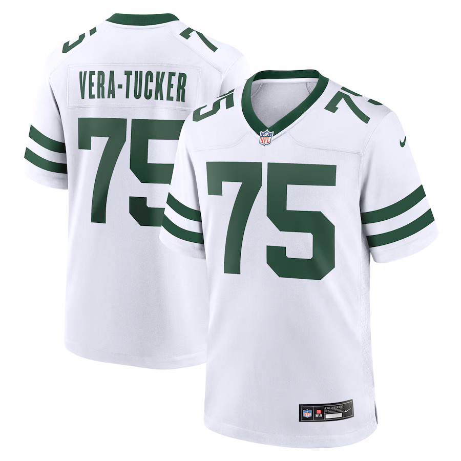 Men's New York Jets Alijah Vera-Tucker Nike White Legacy Player Game Jersey - Jersey