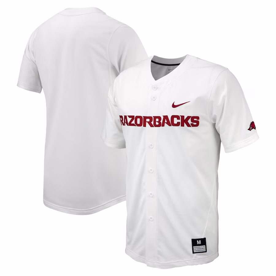 Arkansas Razorbacks Nike Replica Full-Button Baseball Jersey - White - Jersey