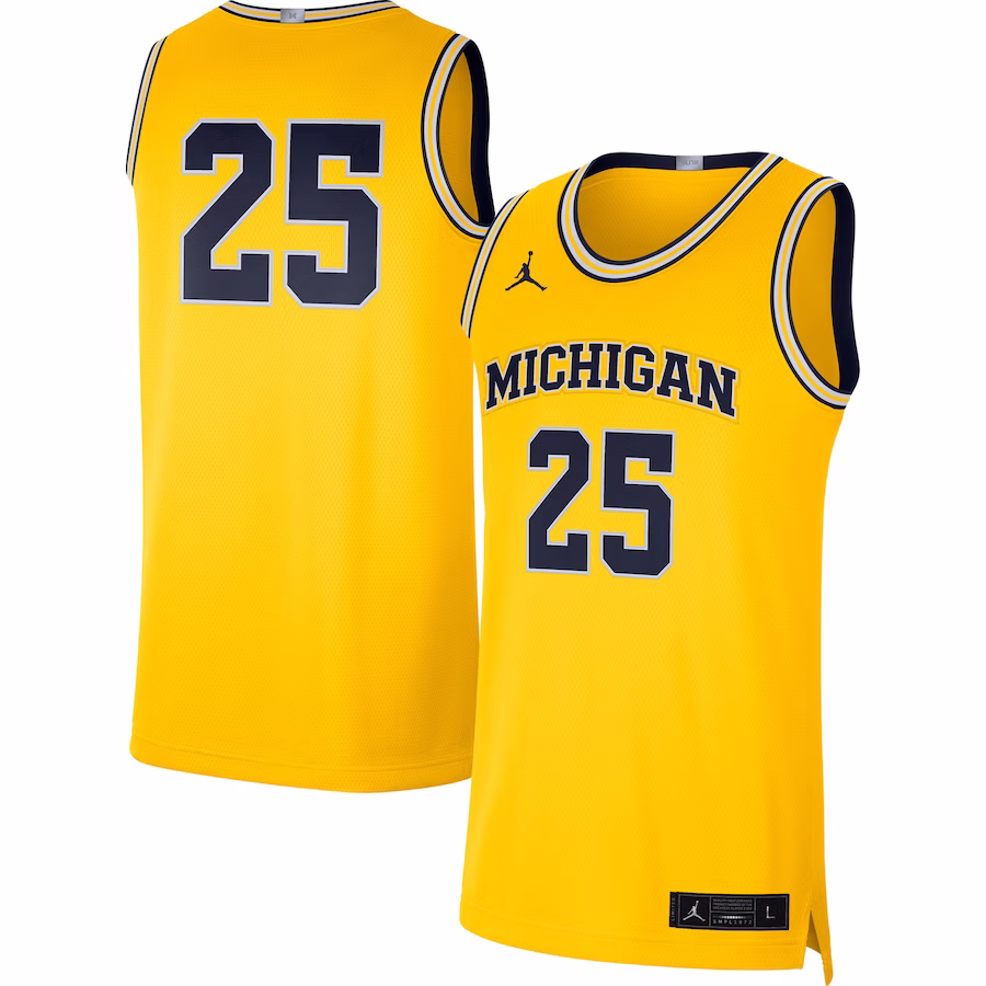 #25 Michigan Wolverines Jordan Brand Limited Basketball Jersey - Maize - Jersey