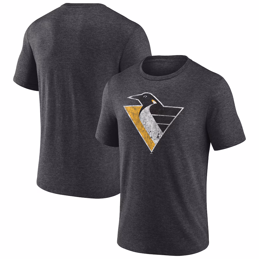 Men's Pittsburgh Penguins Charcoal Wraparound Tri-Blend T-Shirt - Jersey