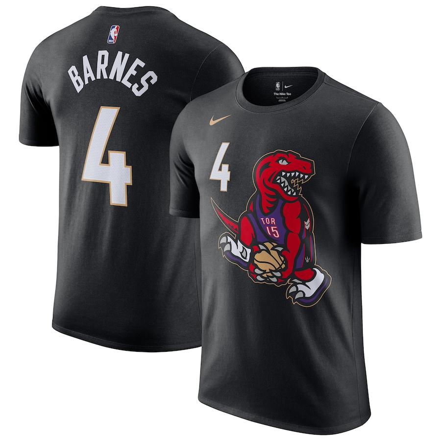 Men's Toronto Raptors Scottie Barnes Nike Black 2024/25 City Edition Name & Number T-Shirt - Jersey