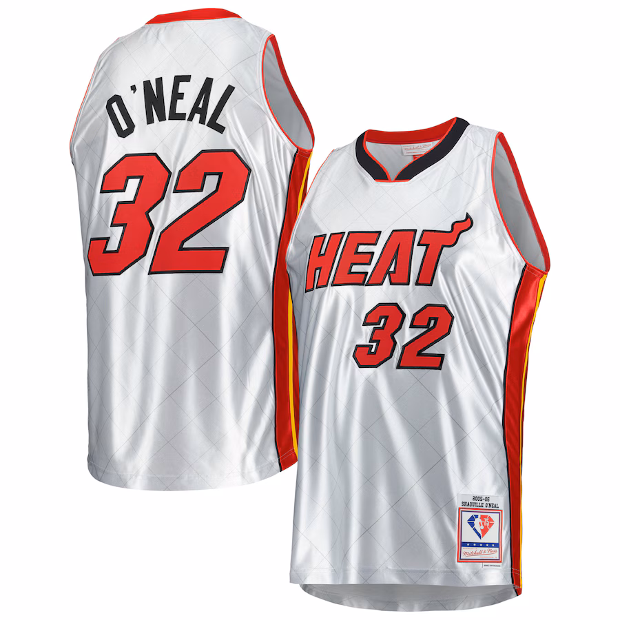 Men's Miami Heat Shaquille O'Neal Mitchell & Ness Platinum 2005/06 Hardwood Classics 75th Anniversary Swingman Jersey - Jersey
