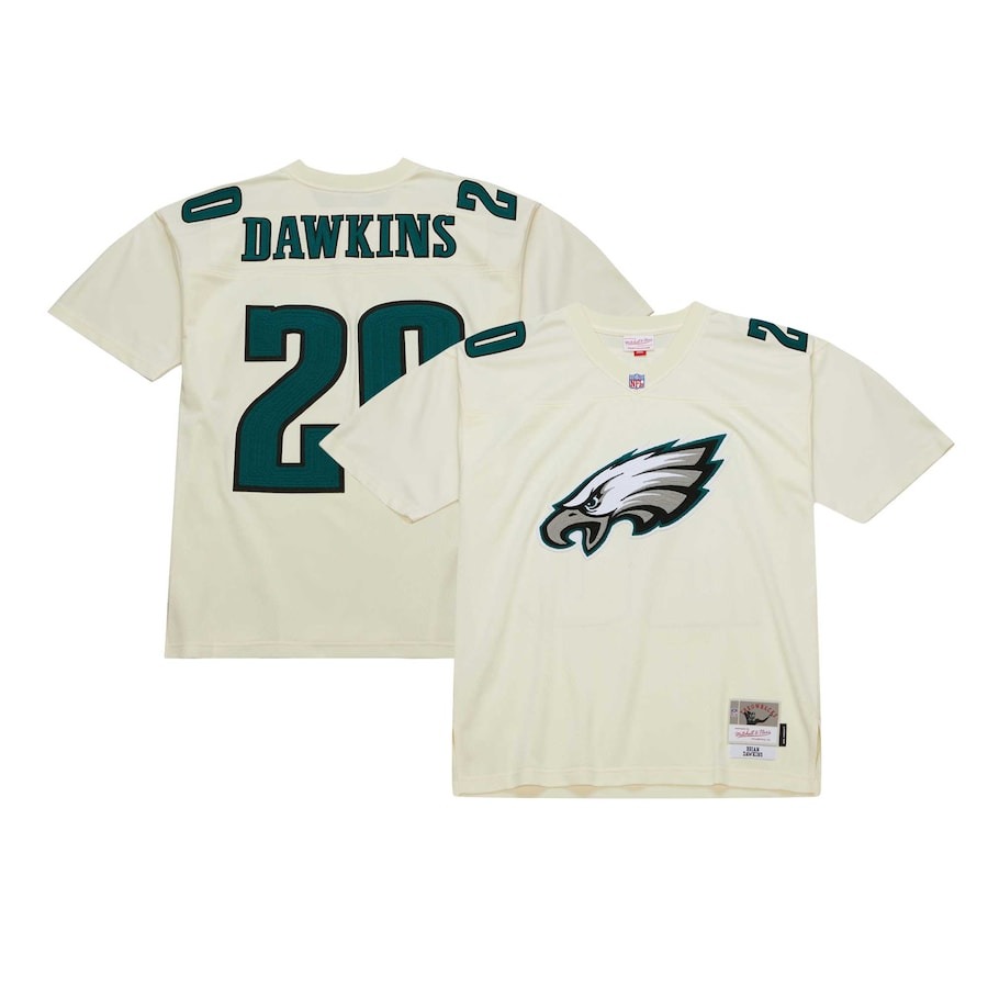 Men's Philadelphia Eagles Brian Dawkins Mitchell & Ness Cream Chainstitch Legacy Jersey - Jersey