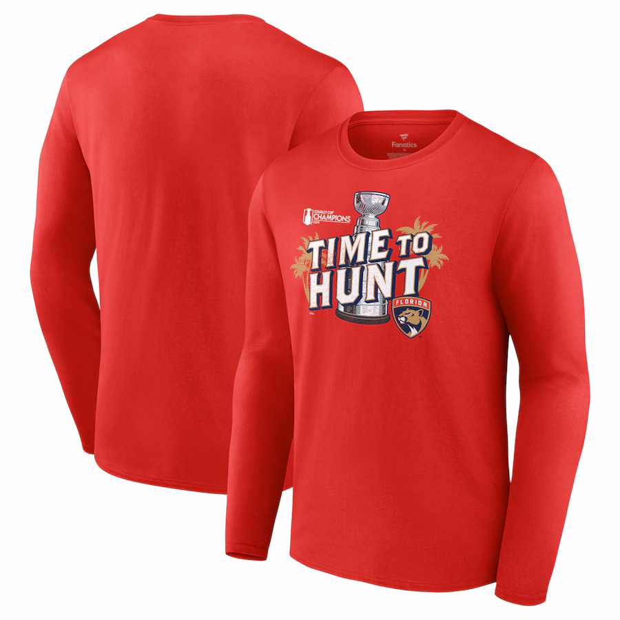 Men's Florida Panthers Fanatics Red 2024 Stanley Cup Champions Local Hometown Long Sleeve T-Shirt - Jersey