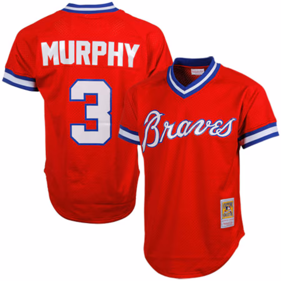 Men's Atlanta Braves Dale Murphy Mitchell & Ness Red 1980 Authentic Cooperstown Collection Mesh Batting Practice Jersey - Jersey