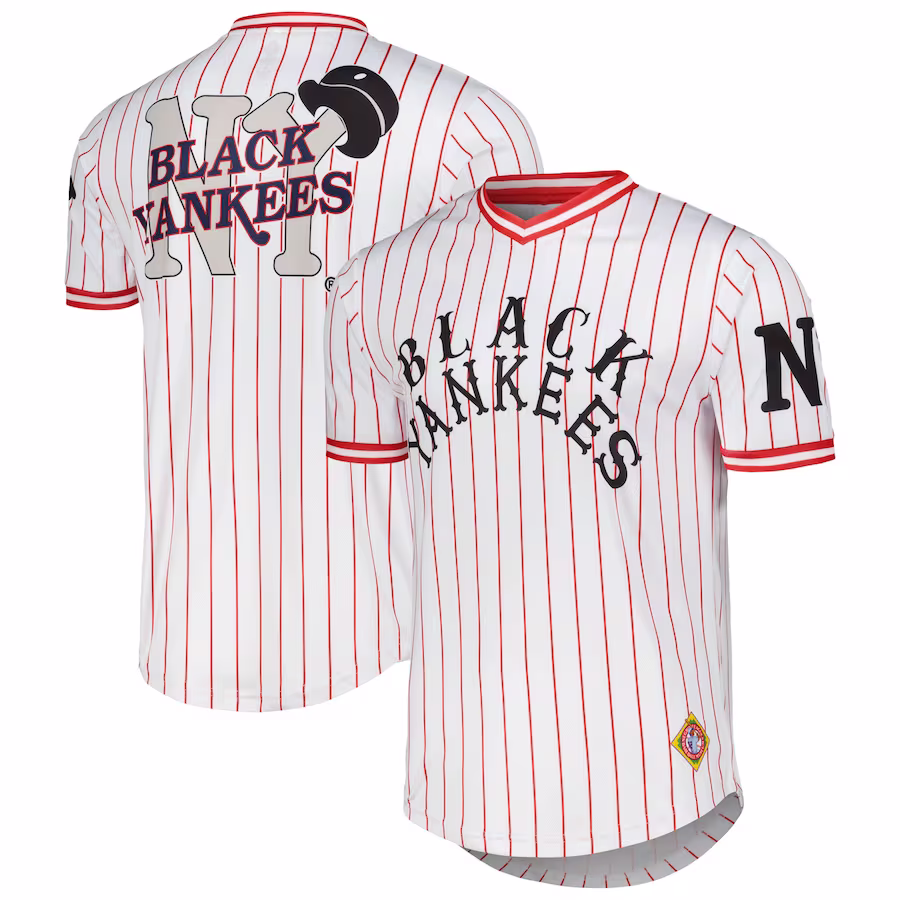 Men's Black Yankees Stitches White V-Neck Jersey - Jersey