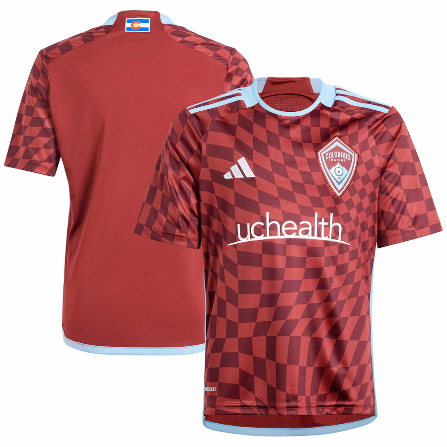 Youth Colorado Rapids  adidas Burgundy 2024 One Flag Kit Replica Jersey - Jersey