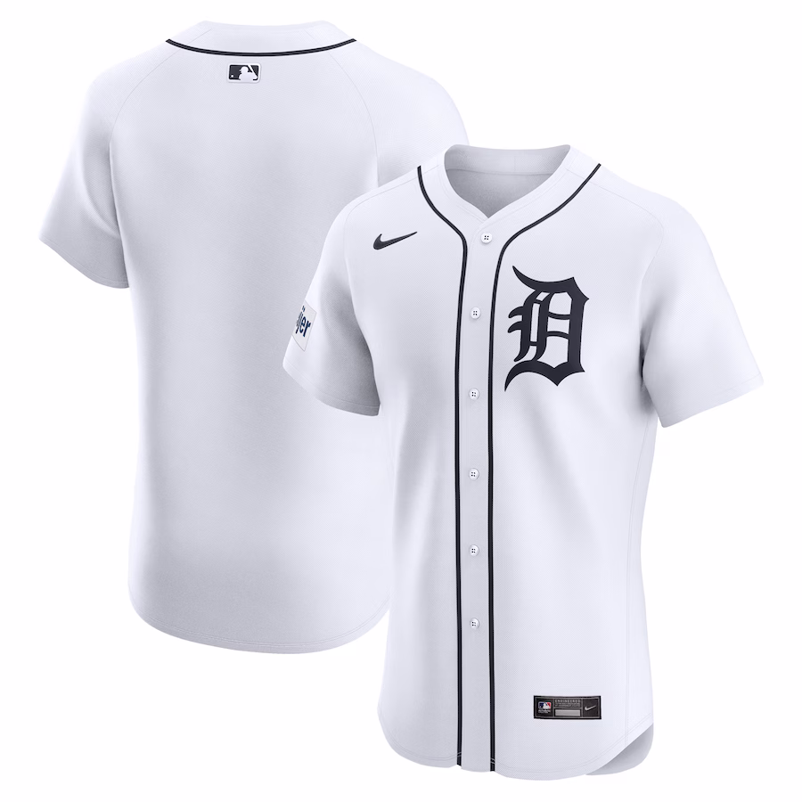 Men's Detroit Tigers Nike White Home Elite Patch Jersey - Jersey