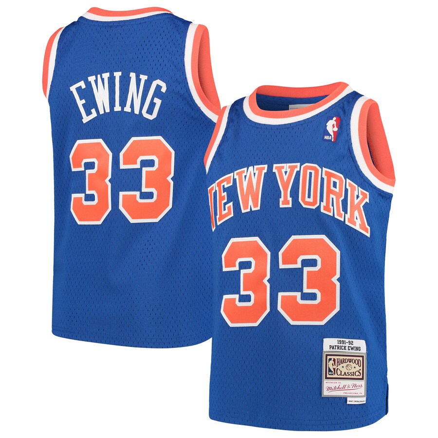 Youth New York Knicks Patrick Ewing Mitchell & Ness Blue Hardwood Classics Swingman Throwback Jersey - Jersey