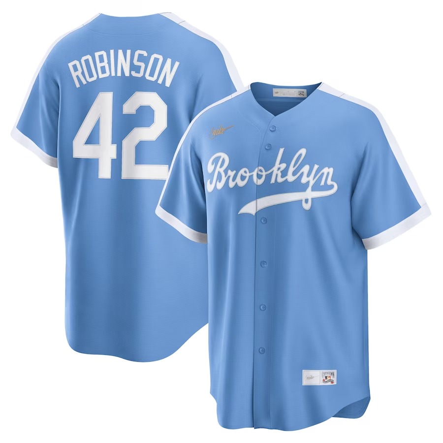 Men's Brooklyn Dodgers Jackie Robinson Nike Light Blue Alternate Cooperstown Collection Player Jersey - Jersey